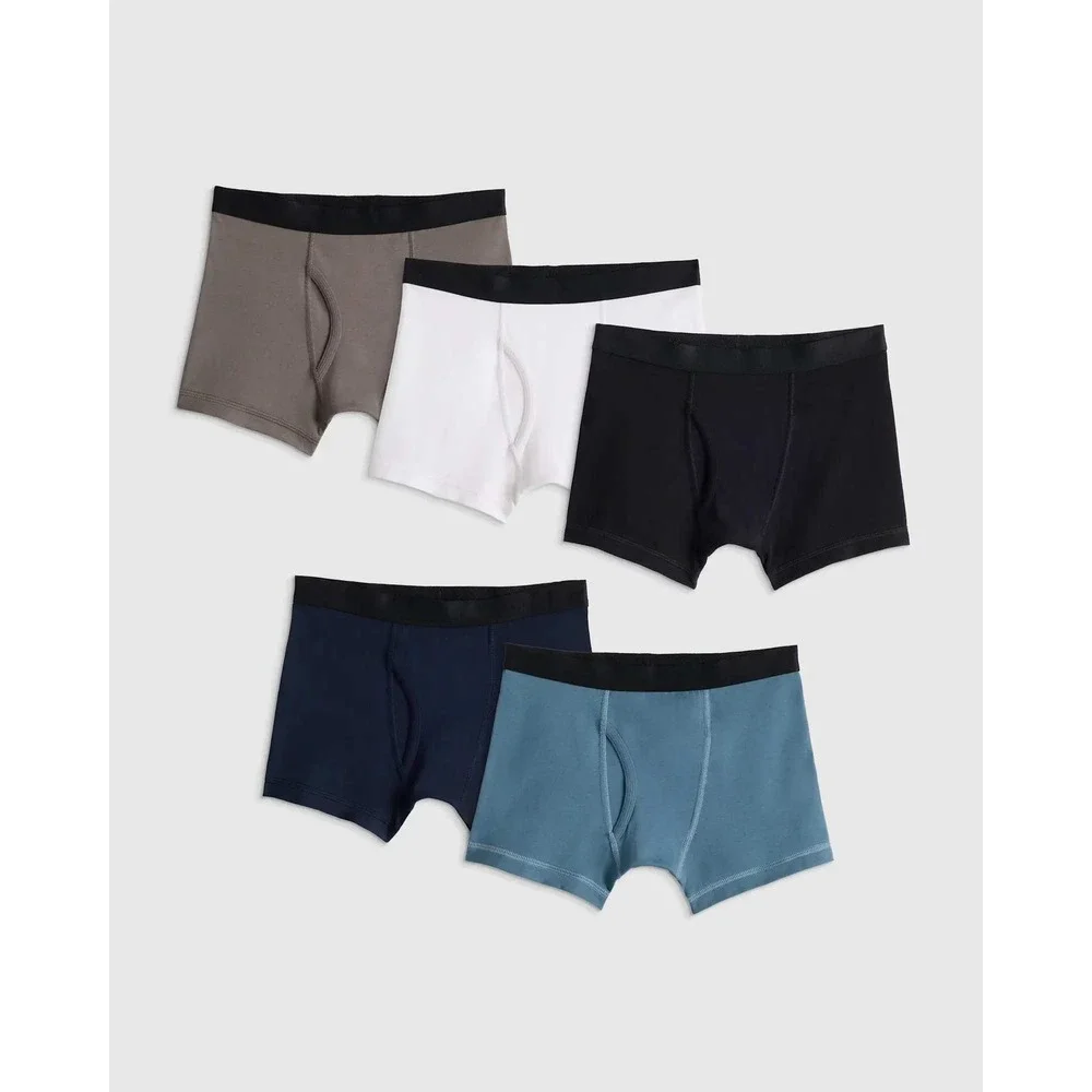 Quince Boys Organic Cotton Spandex Boxer Briefs 5-Pack Multicolor Size 8 NWT